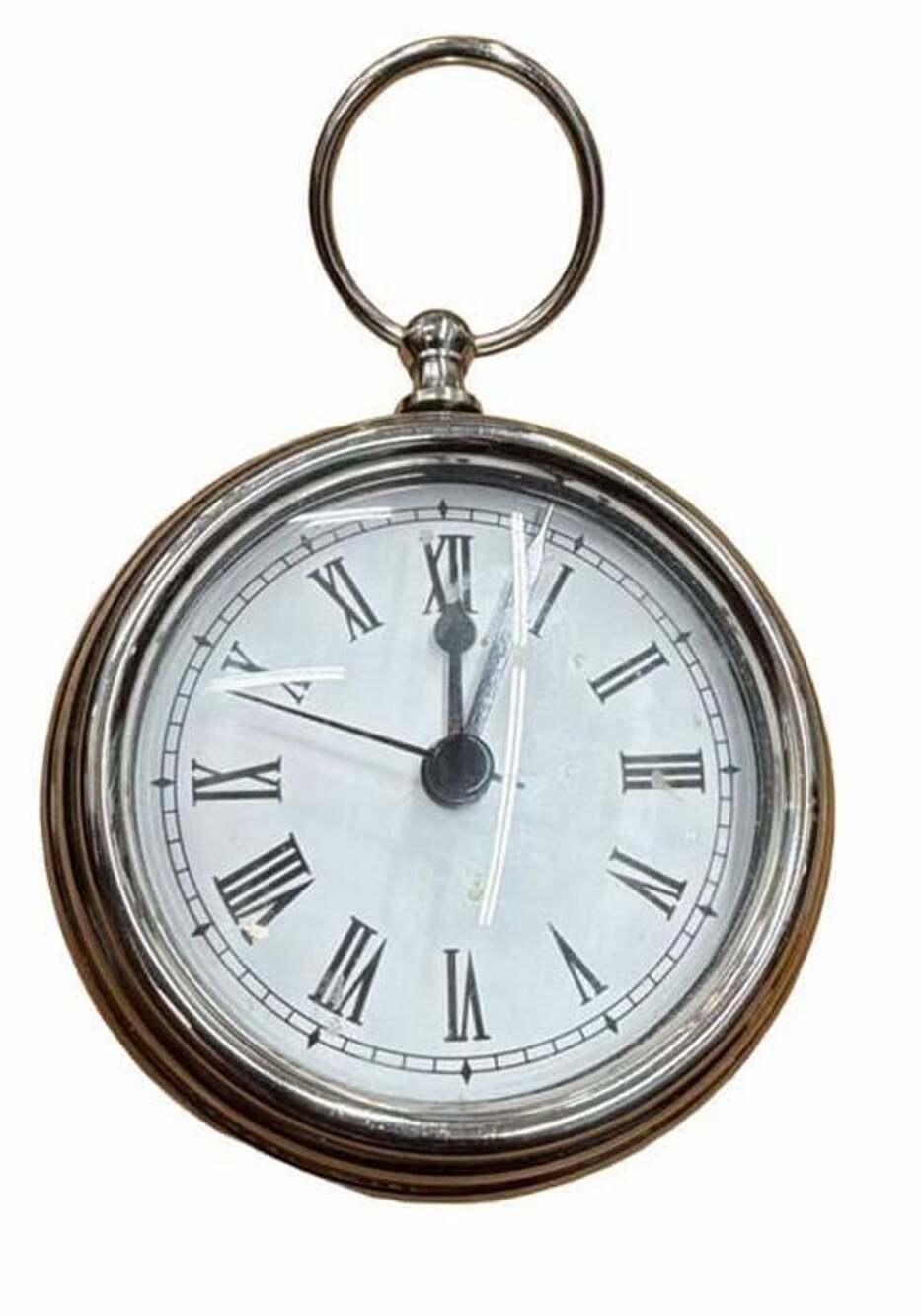 Pottery Barn Pocket Watch Clock Silver Chrome Desktop Display